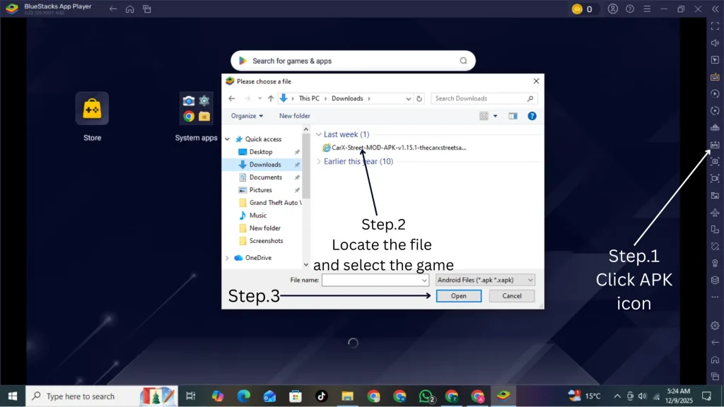 CarX Street MOD APK for PC 3 Showing how to download carxstreet in pc step by step